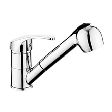 MONOCOMANDO miscelatore LAVELLO CUCINA con doccetta ACCIAIO CROMATO