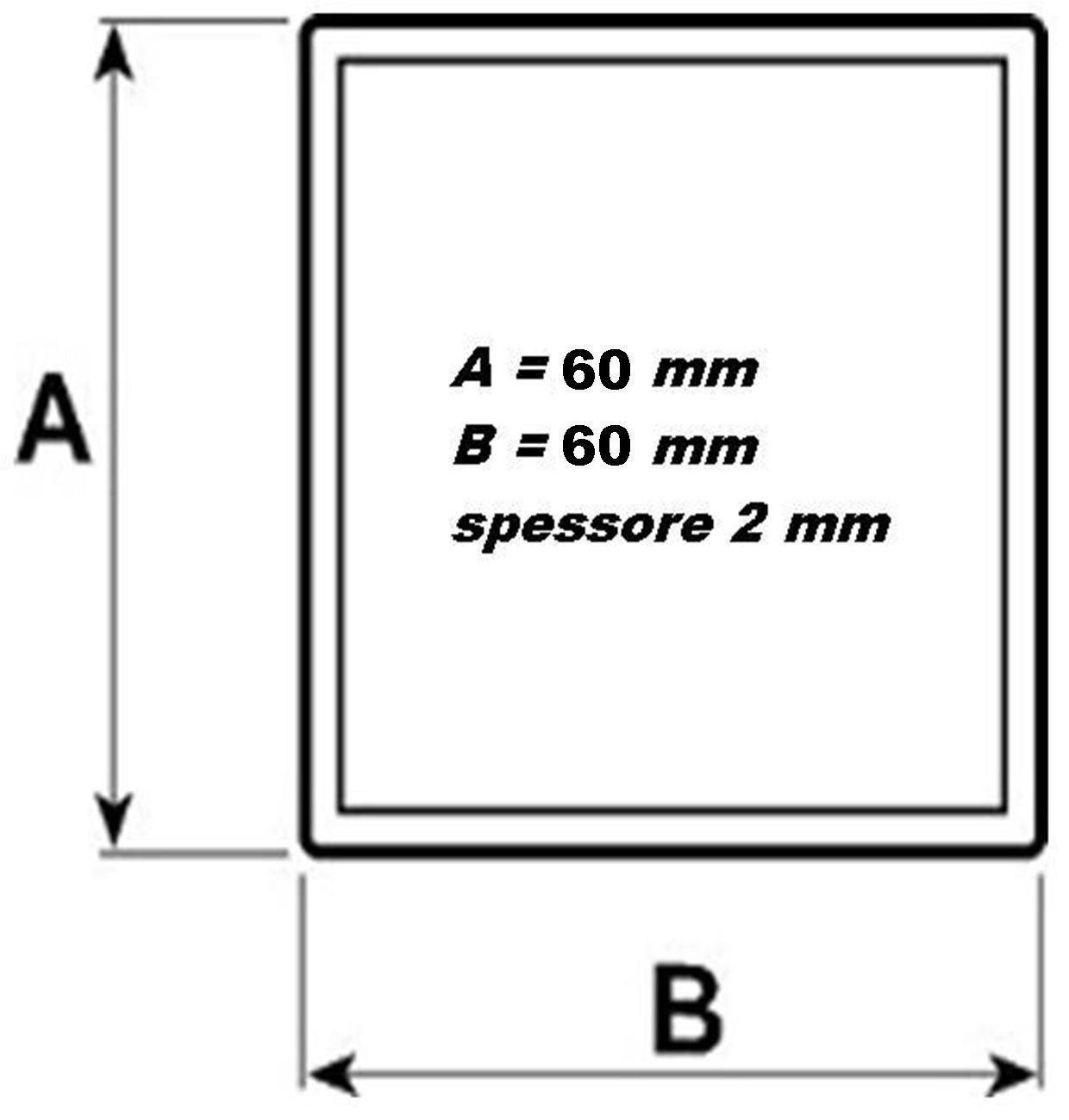 tubolare quadrato in ferro nero sezione quadra 60x60 sp.2 mm.lunghezza 2  metri